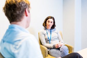 Woman in conversation