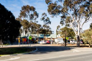 Entrance to the disabled parking area.